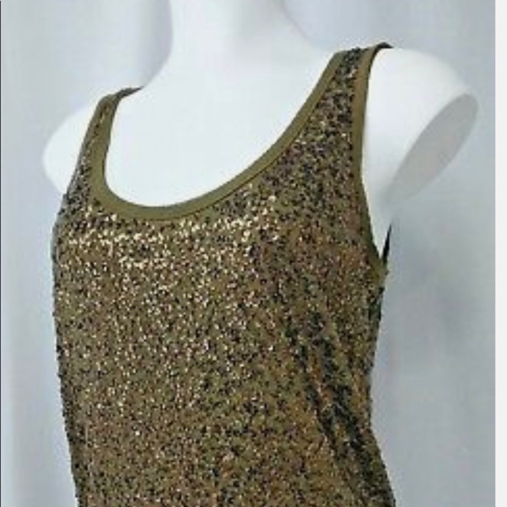 J crew olive sequin tank top